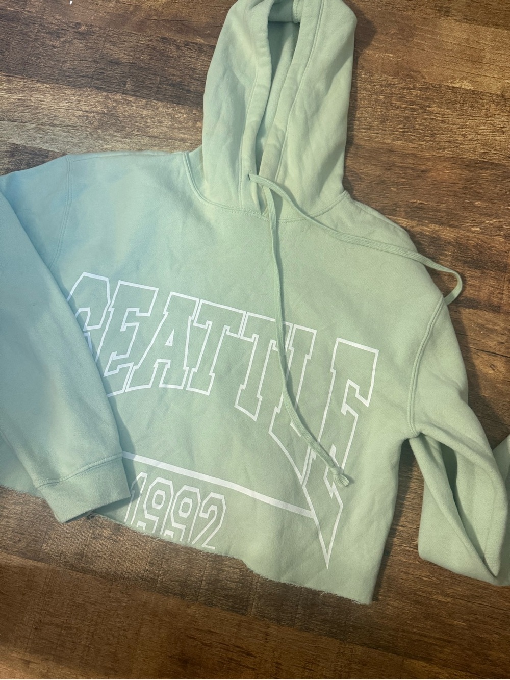 wild fable Mint Green Crewneck Hoodie with Seattle Graphic